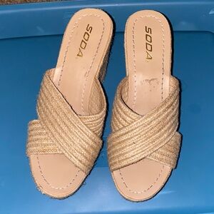 Soda Women's Beige Crisscross Sandals